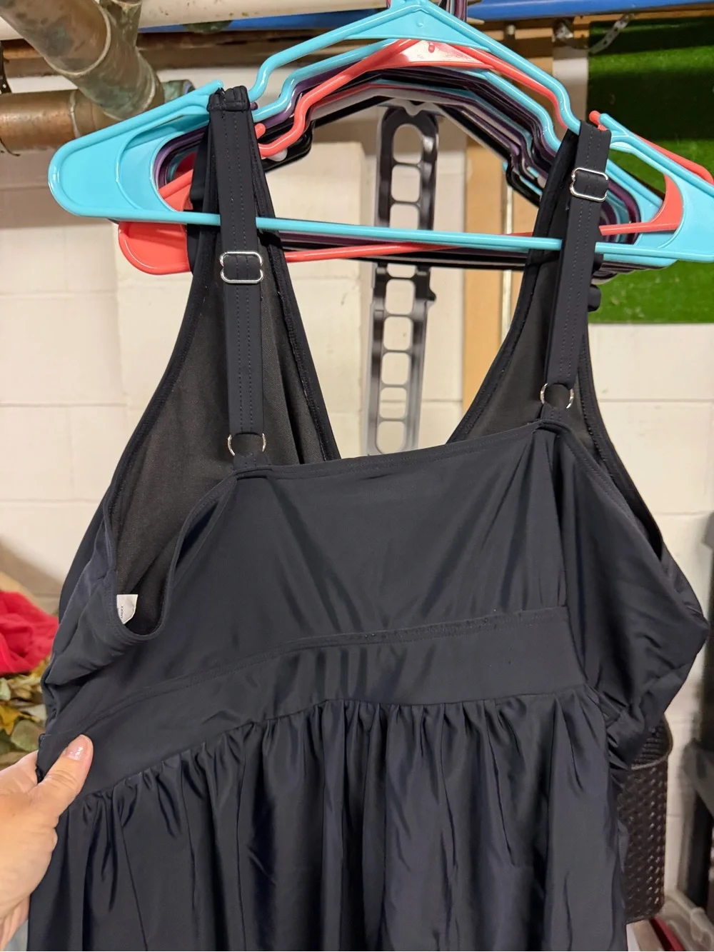 Black Ruffled V-Neck Swimdress Bloom Chic 22-24 plus size